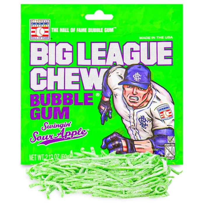 Big league chew Bubble gum sour appple 2.12oz (60g) - Image 1