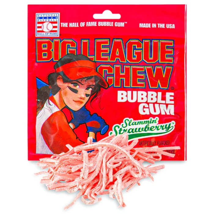 Big league chew Bubble gum slammin strawberry 2.12oz (60g) - Image 1