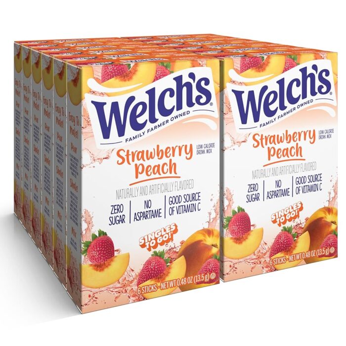 Singles to go drink mix Welch's Strawberry peach 0.48oz (13.5g)  zero sugar - Image 1