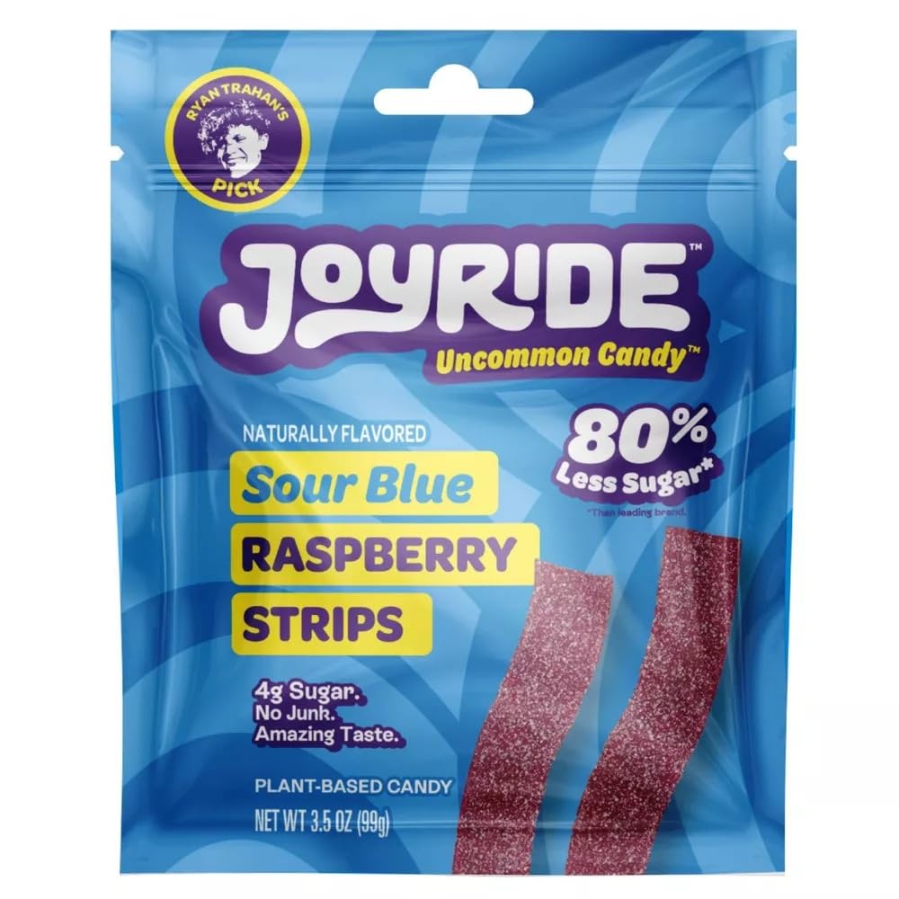 66c0d38d5f586c748b4c4c4a-joyride-sweets-candy-joyride-sour-blue Joy ride sour blue Raspberry strips 3.5 oz (99g) - Image 1